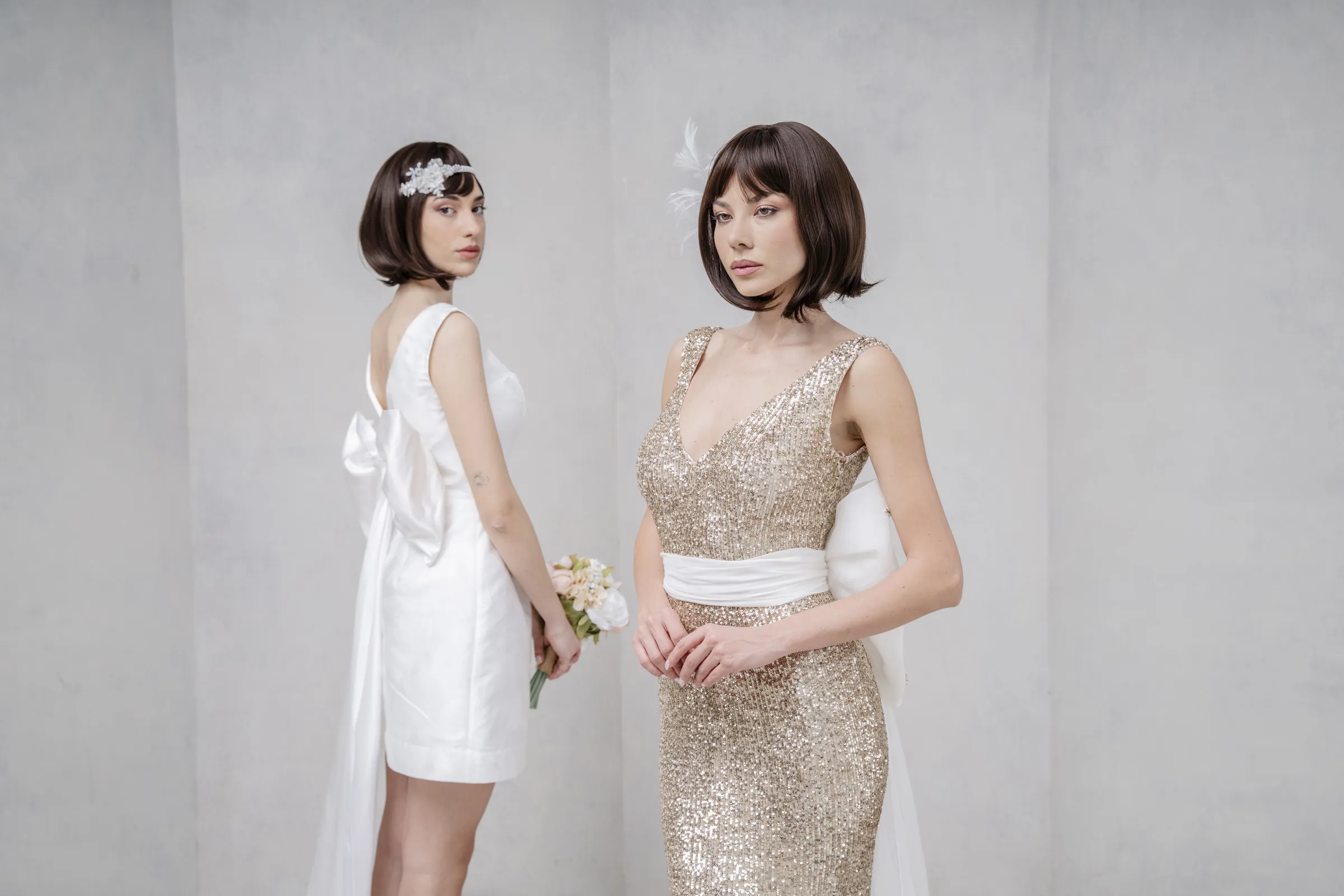 abito sposa corto jacquard anni 60 fiocco duchesse 3 col 075 sara radice
