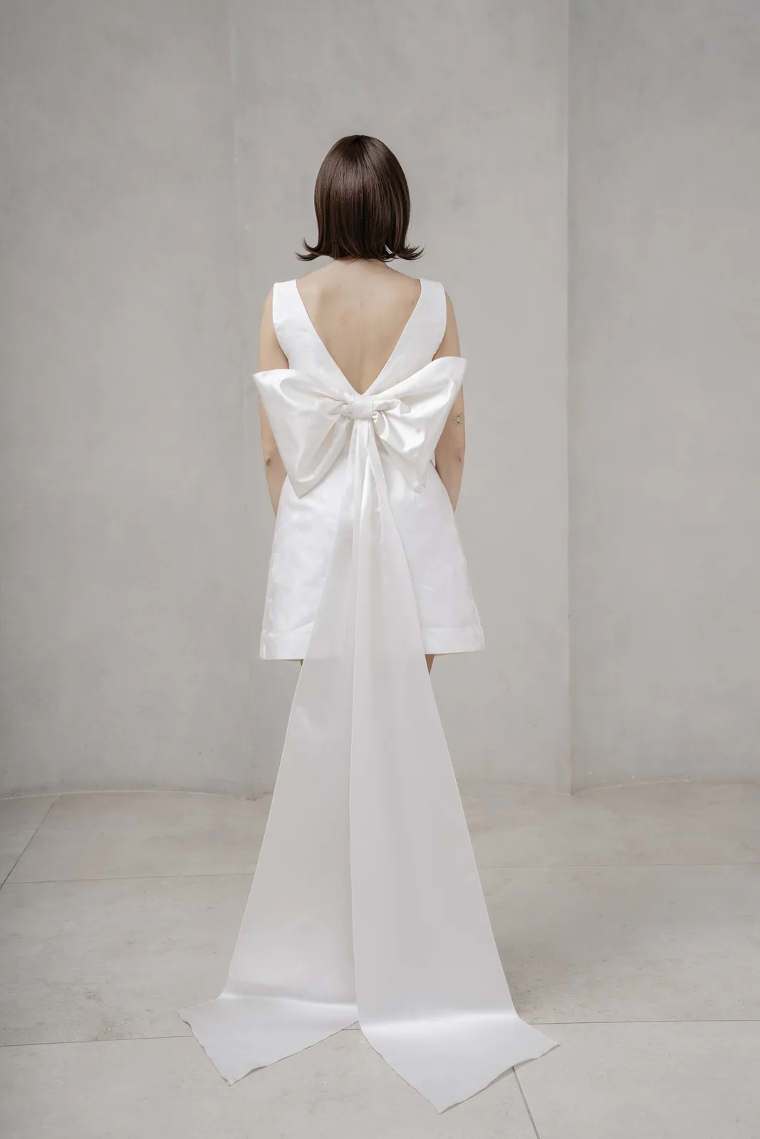 abito sposa corto jacquard anni 60 fiocco duchesse 6 col 075 sara radice